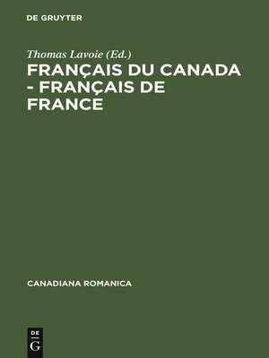 cover image of Français du Canada--Français de France